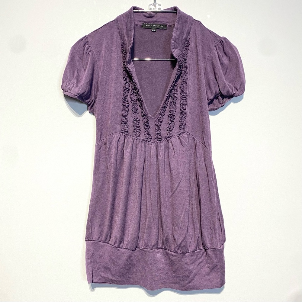 🛍️ 4 for 20$ / Urban Behavior Ruffle Short Sleeve Tee / Purple / M
